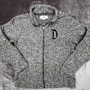 Iconic Disney Gray Marled Quarter-Zip Jacket Embroidered 'D' Emblem XS/Unisex
